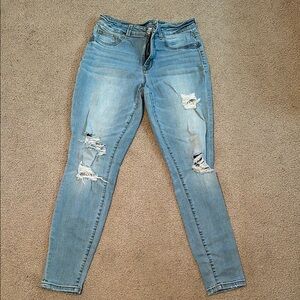 Maurices Blue High Rise Distressed Skinny Jeans